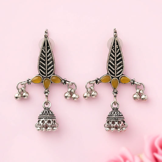 Nature's embrace jhumki earrings (Yellow)