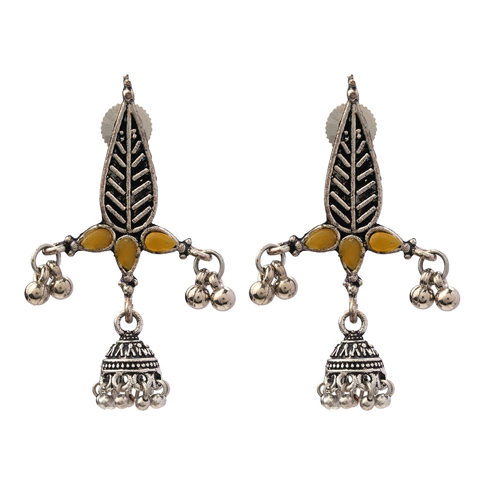 Nature's embrace jhumki earrings (Yellow)