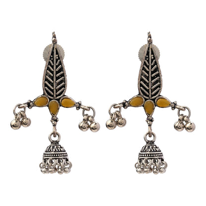 Nature's embrace jhumki earrings (Yellow)