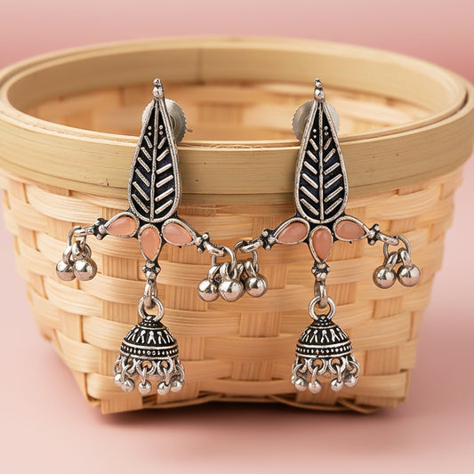 Nature's embrace jhumki earrings (Light Orange)