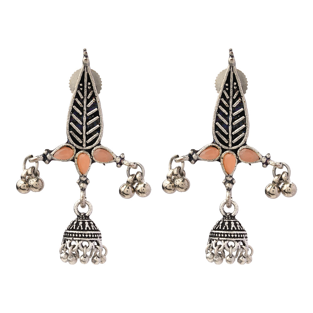 Nature's embrace jhumki earrings (Light Orange)