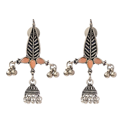 Nature's embrace jhumki earrings (Light Orange)