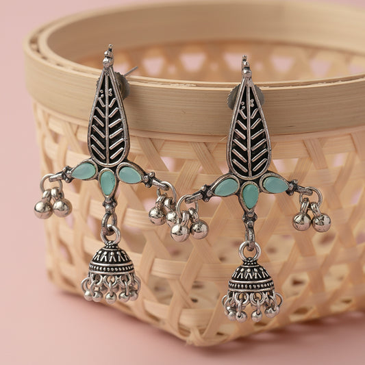 Nature's embrace jhumki earrings (Mint)