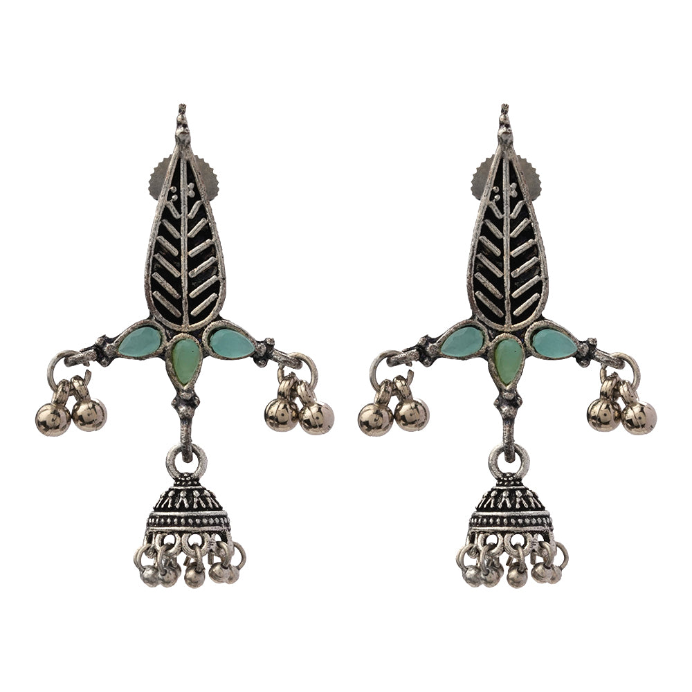 Nature's embrace jhumki earrings (Mint)