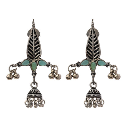 Nature's embrace jhumki earrings (Mint)