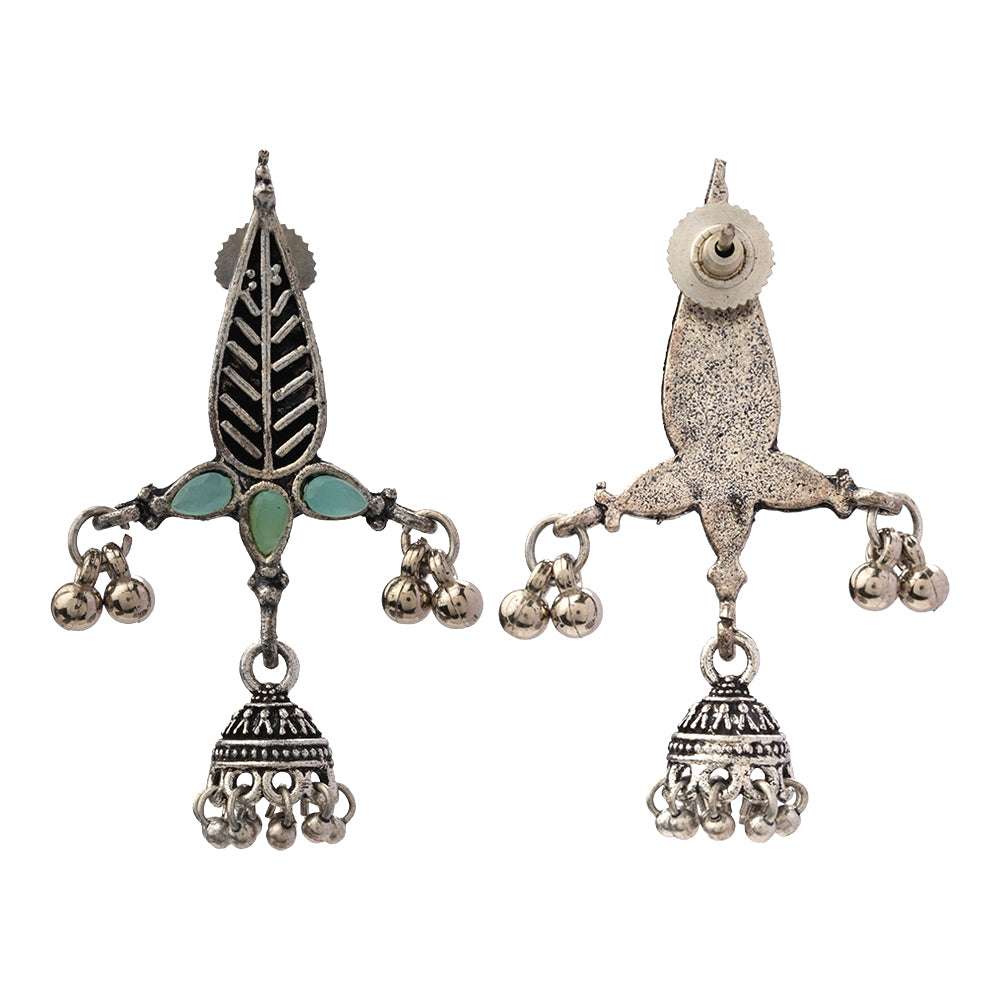 Nature's embrace jhumki earrings (Mint)