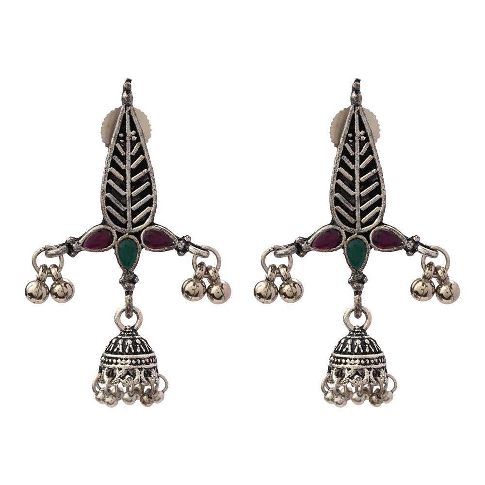 Nature's embrace jhumki earrings (Multicolored)