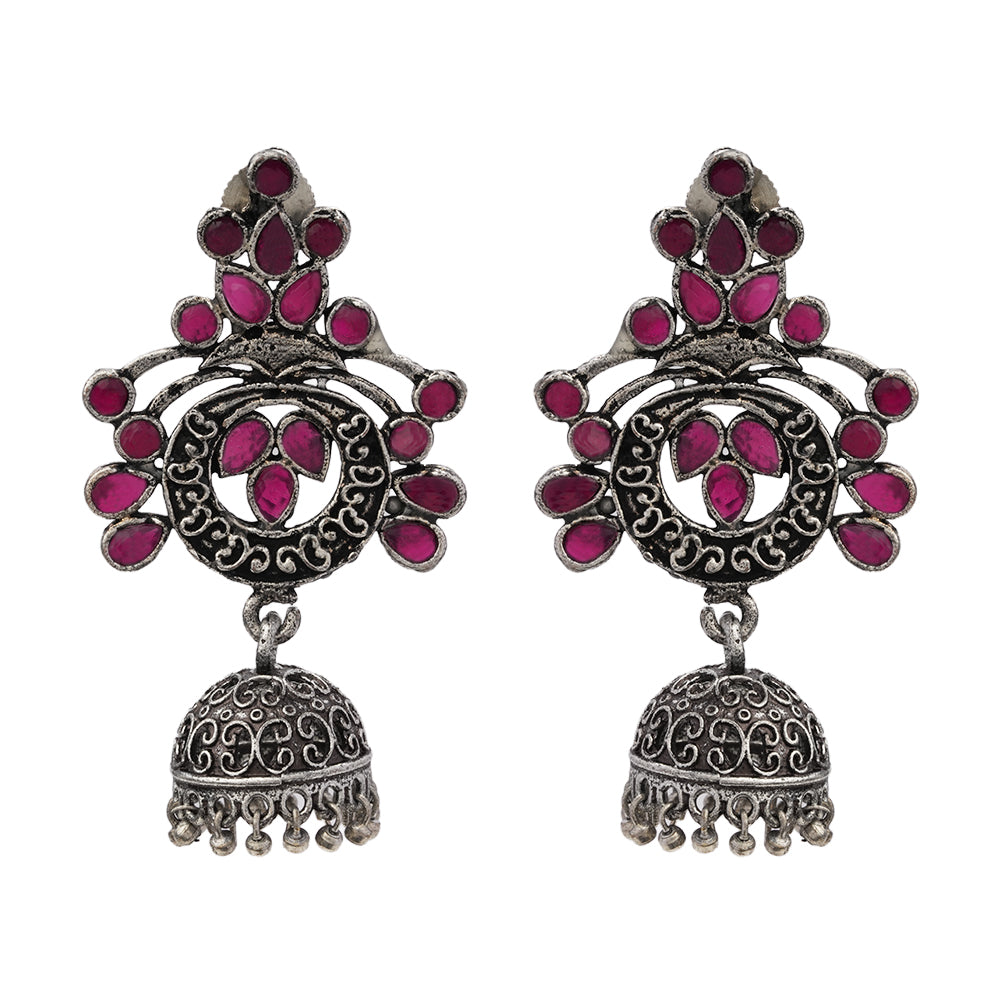 Mughal majesty jhumka earrings (Red)