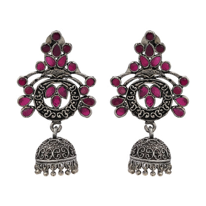 Mughal majesty jhumka earrings (Red)