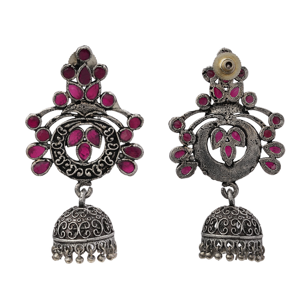 Mughal majesty jhumka earrings (Red)