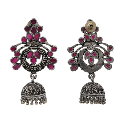 Mughal majesty jhumka earrings (Red)
