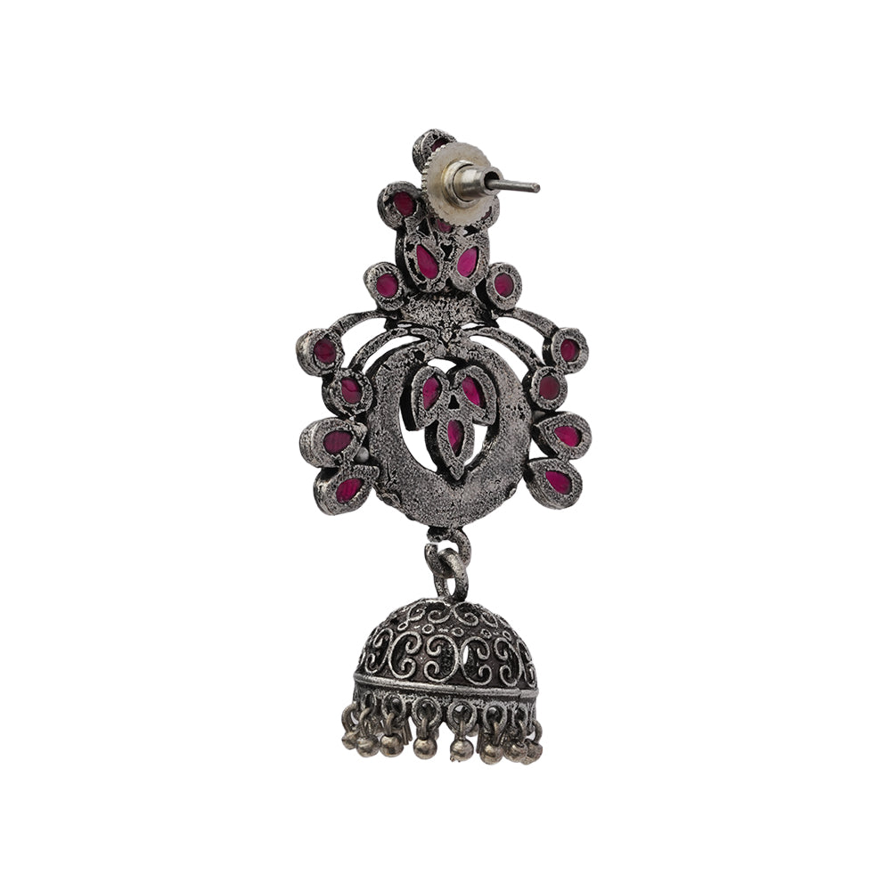 Mughal majesty jhumka earrings (Red)