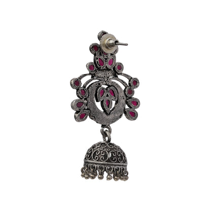 Mughal majesty jhumka earrings (Red)
