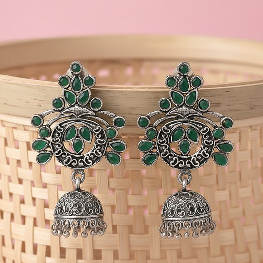 Mughal majesty jhumka earrings (Green)