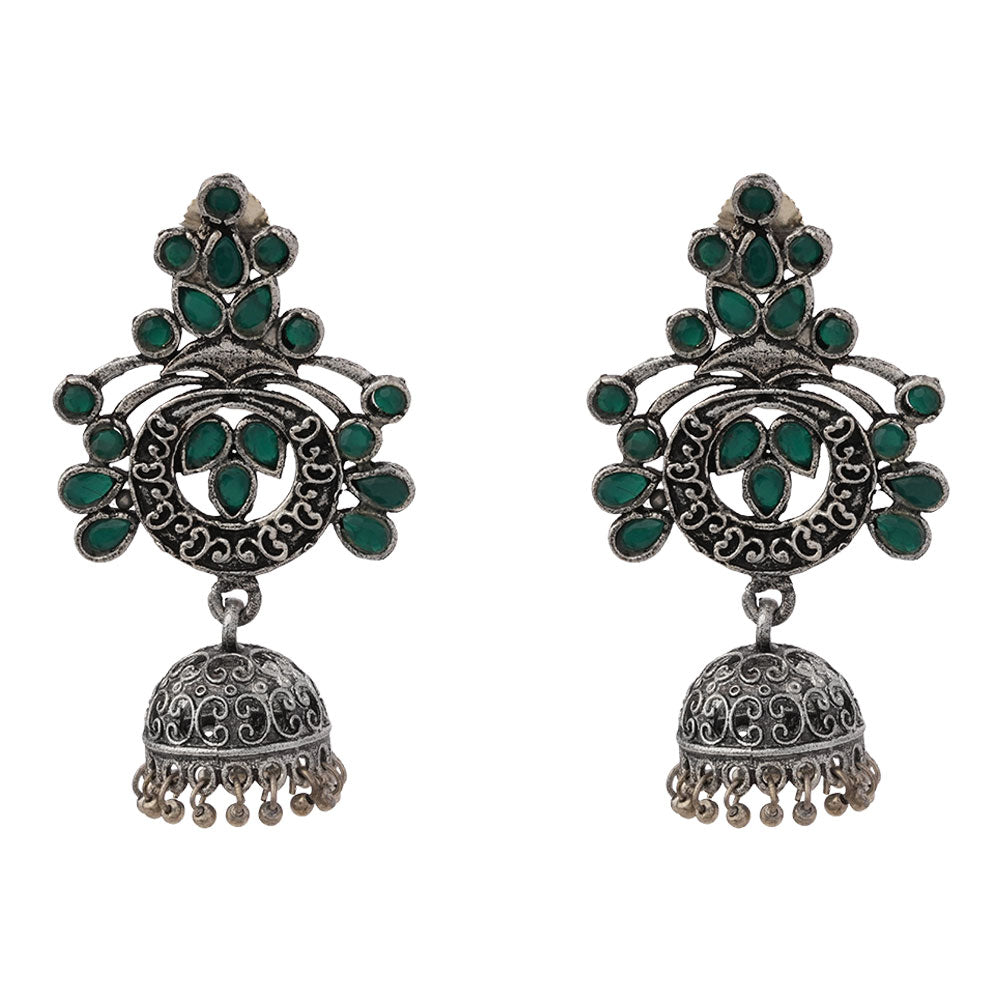 Mughal majesty jhumka earrings (Green)