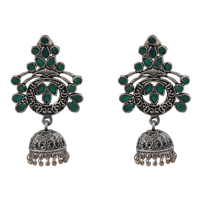 Mughal majesty jhumka earrings (Green)