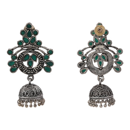 Mughal majesty jhumka earrings (Green)