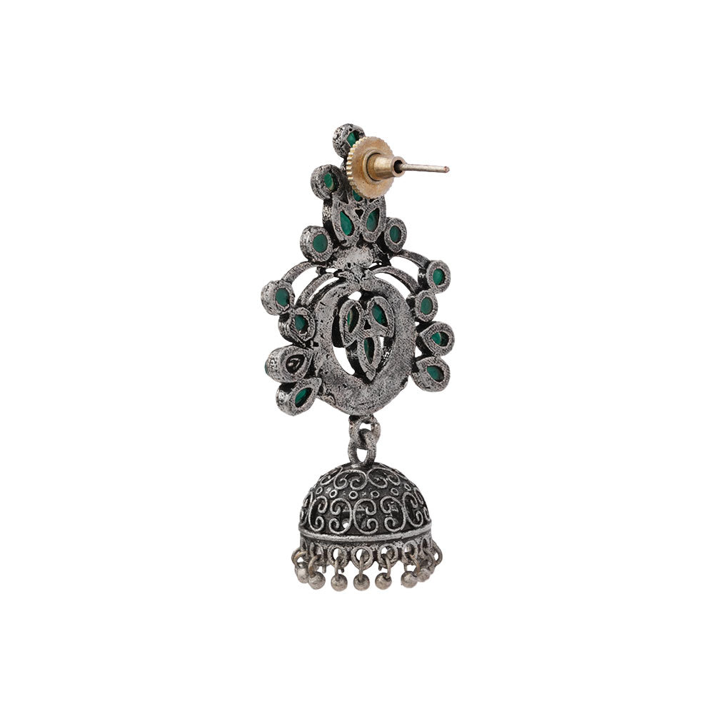 Mughal majesty jhumka earrings (Green)