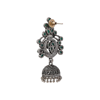 Mughal majesty jhumka earrings (Green)