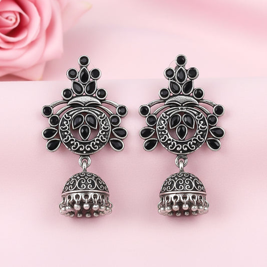 Mughal majesty jhumka earrings (Black)