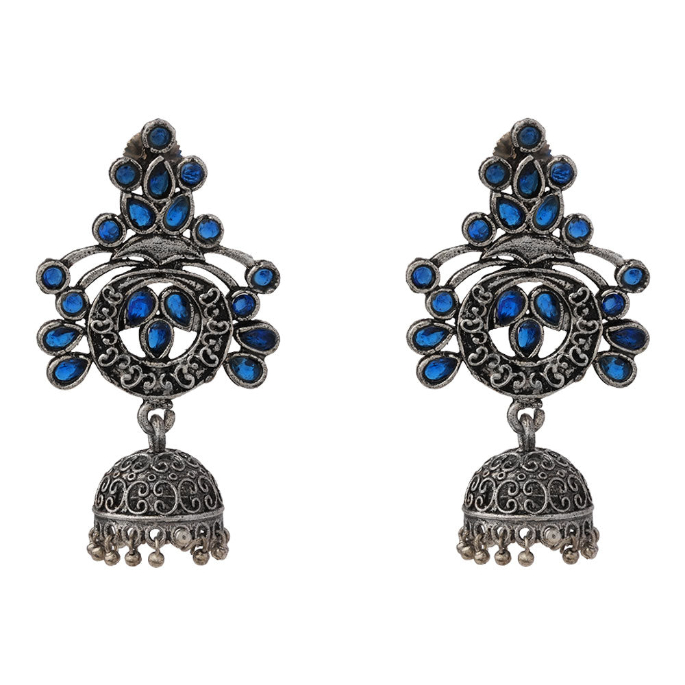 Mughal majesty jhumka earrings (Blue)