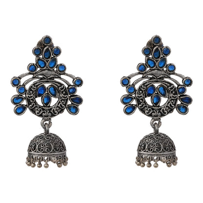 Mughal majesty jhumka earrings (Blue)