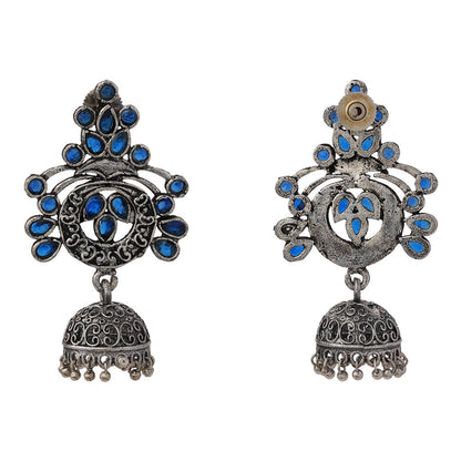 Mughal majesty jhumka earrings (Blue)