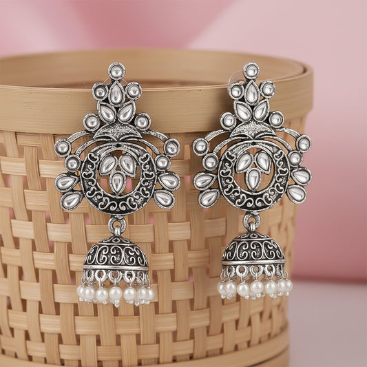 Mughal majesty jhumka earrings (White)