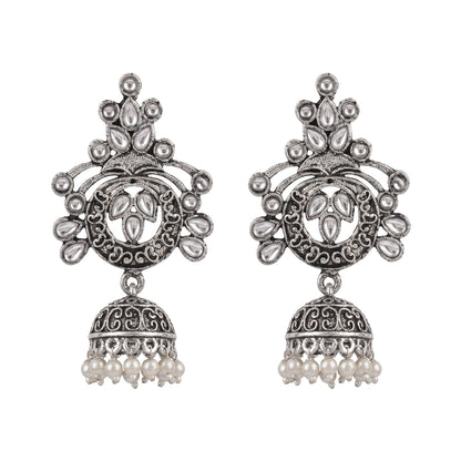 Mughal majesty jhumka earrings (White)