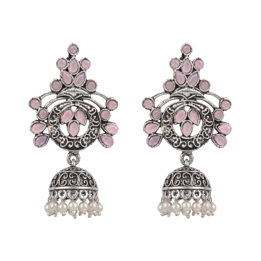 Mughal majesty jhumka earrings (Baby Pink)