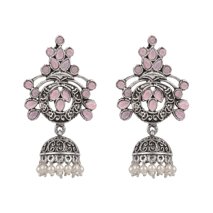 Mughal majesty jhumka earrings (Baby Pink)