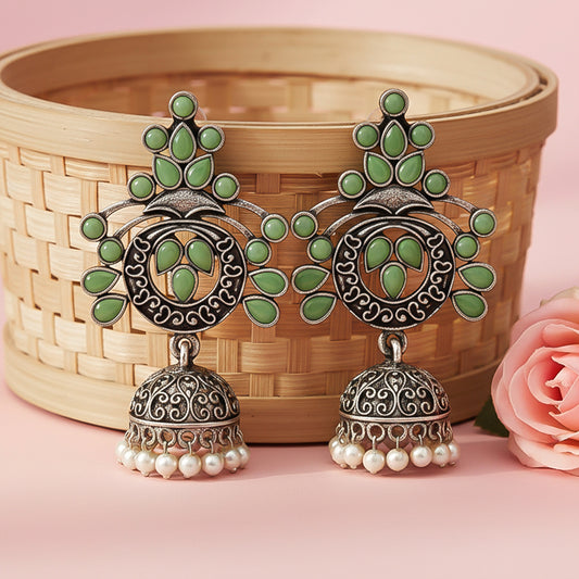 Mughal majesty jhumka earrings (Pista)