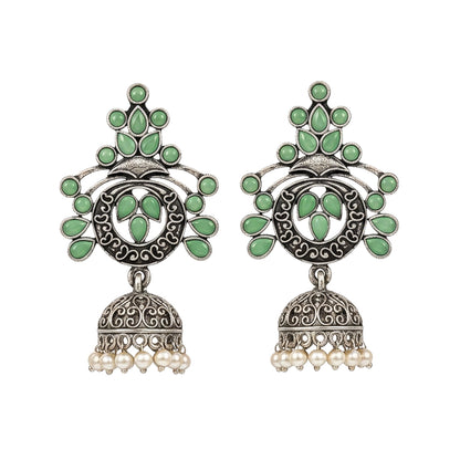 Mughal majesty jhumka earrings (Pista)