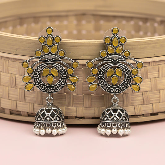 Mughal majesty jhumka earrings (Yellow)
