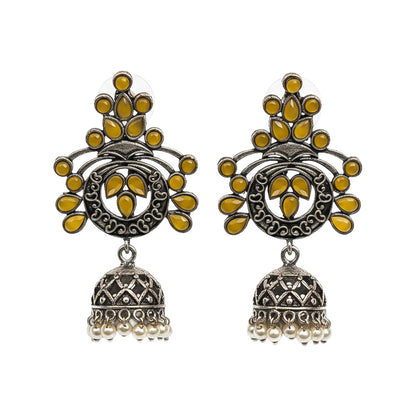 Mughal majesty jhumka earrings (Yellow)