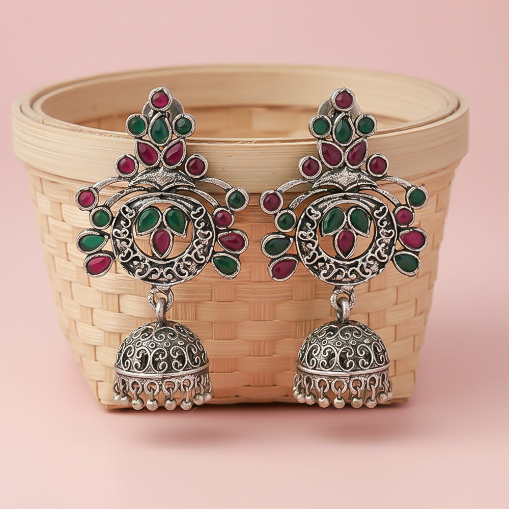 Mughal majesty jhumka earrings (Multicolored)