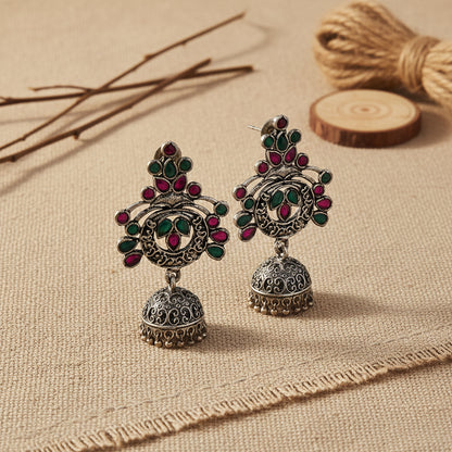 Mughal majesty jhumka earrings (Multicolored)