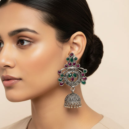 Mughal majesty jhumka earrings (Multicolored)