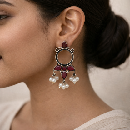 StylishKudi Oxidised Silver Jhumki&Stud Earring ComboSet for Women&girl