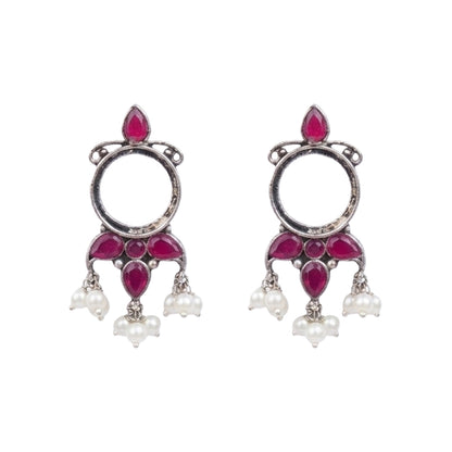 Loop dot stud earrings (Red)
