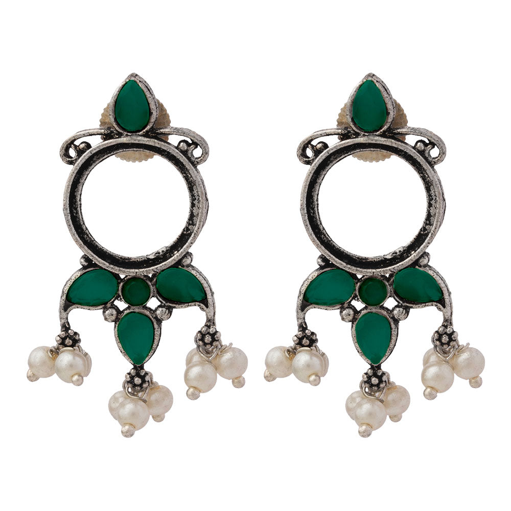 Loop dot stud earrings (Green)