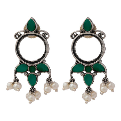 Loop dot stud earrings (Green)