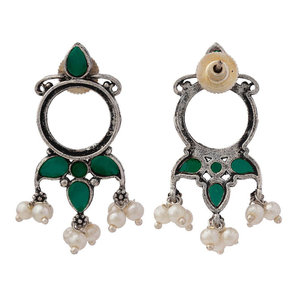Loop dot stud earrings (Green)