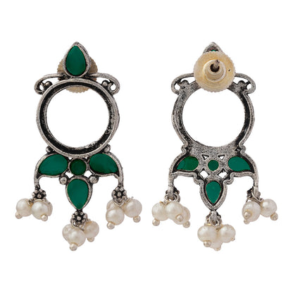 Loop dot stud earrings (Green)