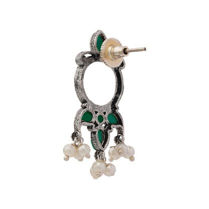 Loop dot stud earrings (Green)