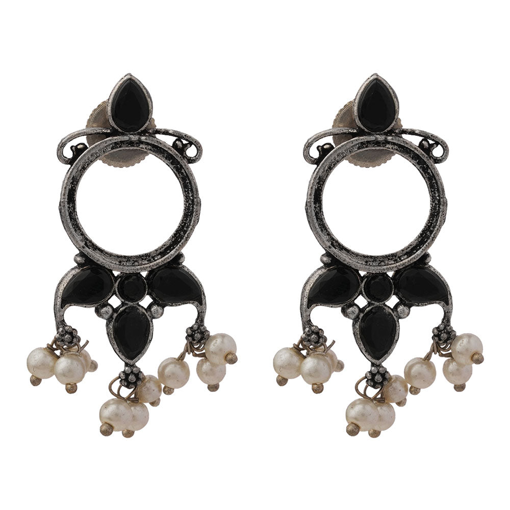 Loop dot stud earrings (Black)