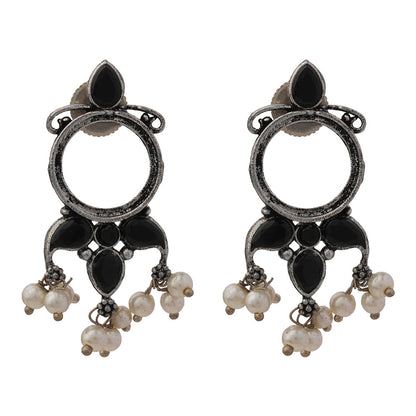 Loop dot stud earrings (Black)