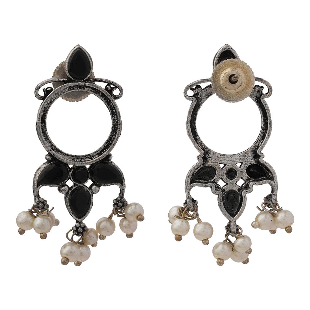 Loop dot stud earrings (Black)