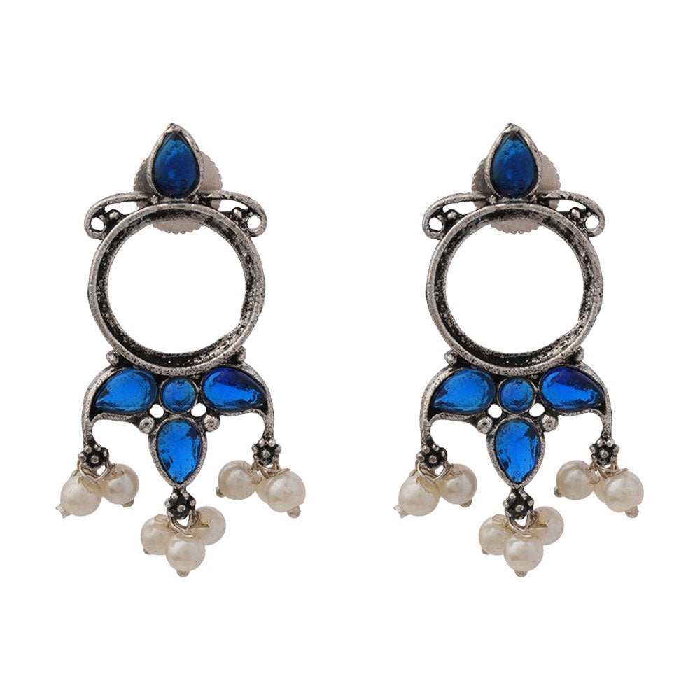 Loop dot stud earrings (Blue)
