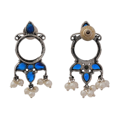 Loop dot stud earrings (Blue)